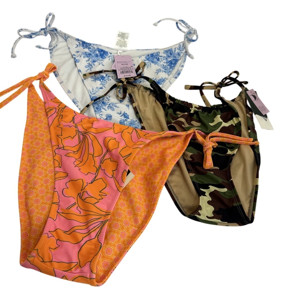 NWT Wild‎ Fable Target Bikini Bottom Bundle Lot of 3 XL Floral Camo Pink Orange